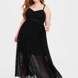 Special Occasion Black Flocked Leopard Mesh Maxi